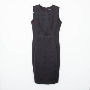 Karl‎ Lagerfeld Black Embellished Sleeveless Midi Sheath Dress Size 4